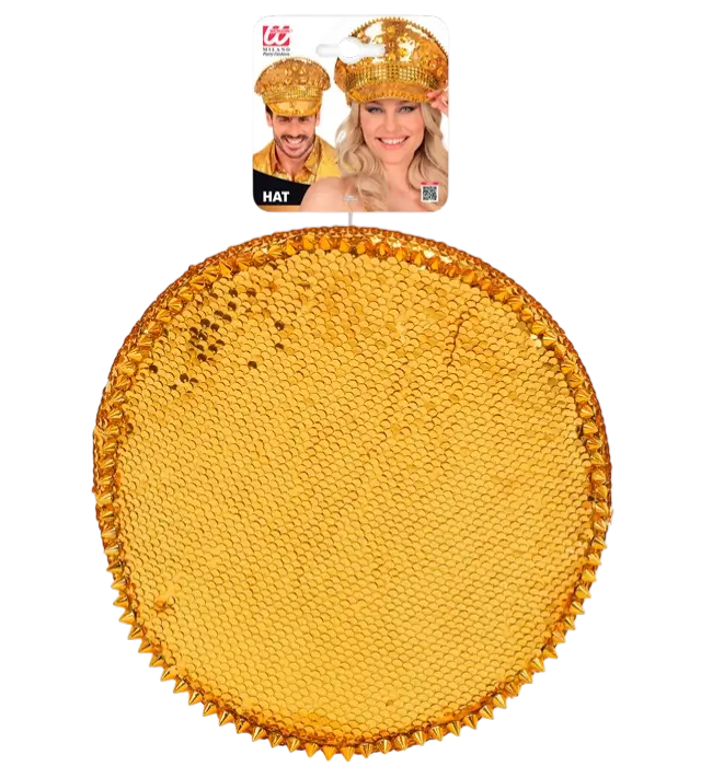 Cappello Festival con Borchie, Gioielli e Paillettes Oro – Accessorio Costume