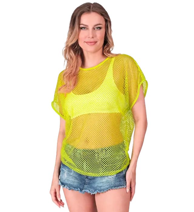 Camicia a Rete Giallo Fluo – Camicia Costume Disco Anni 80