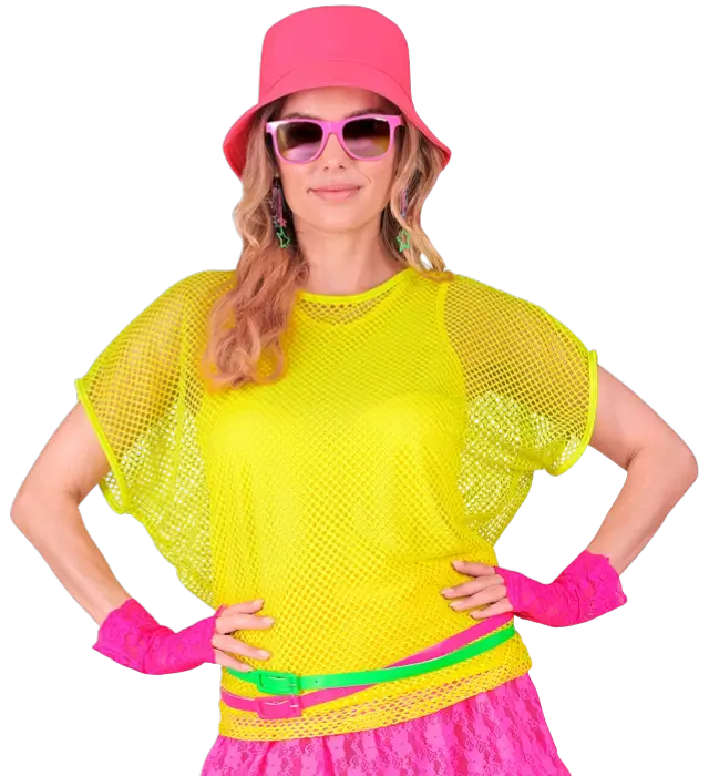 Camicia a Rete Giallo Fluo – Camicia Costume Disco Anni 80