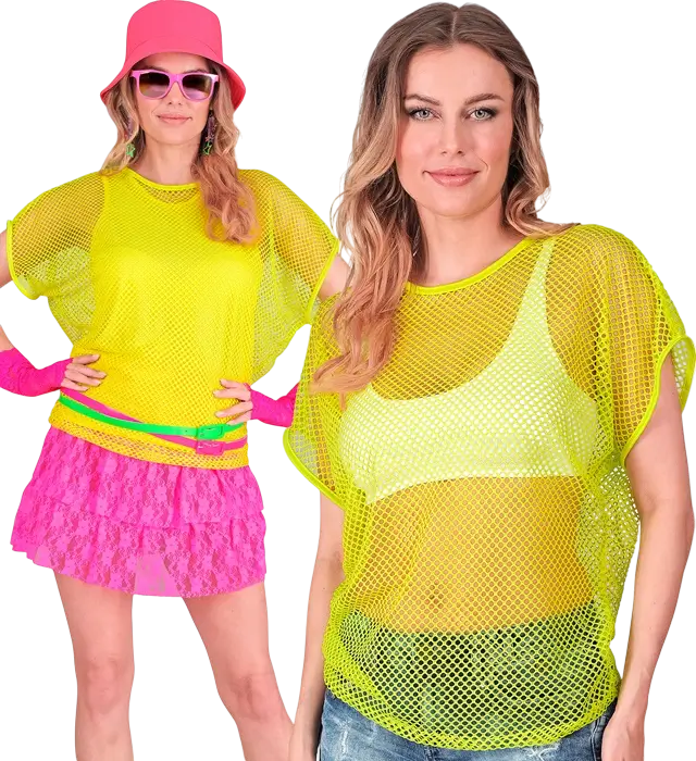 Camicia a Rete Giallo Fluo – Camicia Costume Disco Anni 80