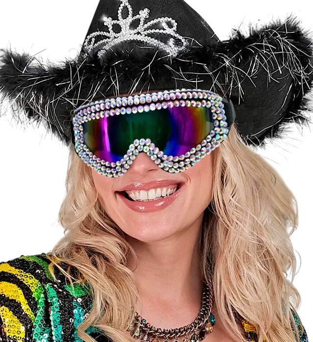 Occhiali Après-Ski con Strass – Occhiali Party Festival Invernale – Accessorio Costume
