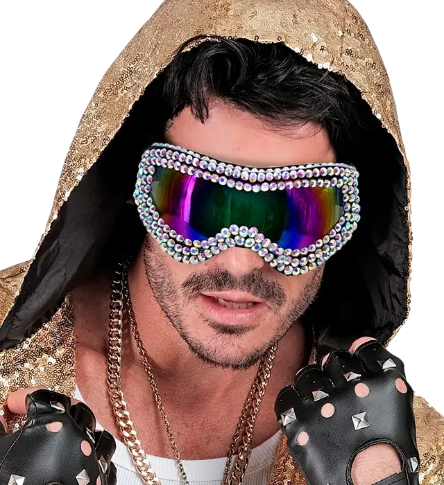 Occhiali Après-Ski con Strass – Occhiali Party Festival Invernale – Accessorio Costume