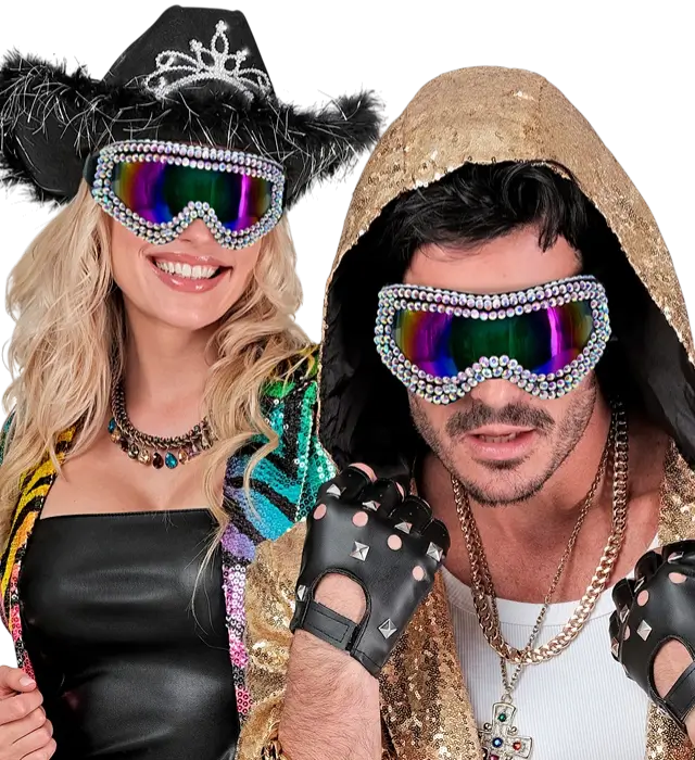 Occhiali Après-Ski con Strass – Occhiali Party Festival Invernale – Accessorio Costume