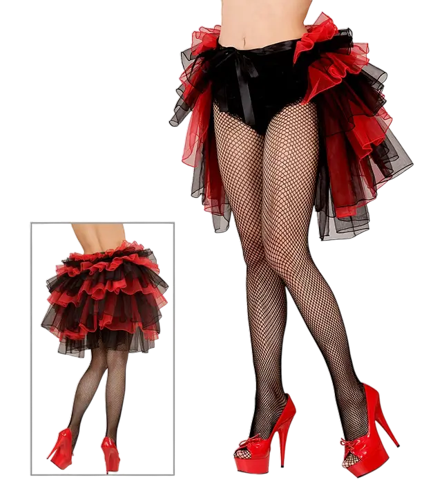 "GONNA BURLESQUE E GOTICA CON PIZZO NERO E ROSSO".