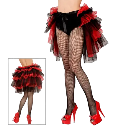 GONNA BURLESQUE E GOTICA CON PIZZO NERO E ROSSO.