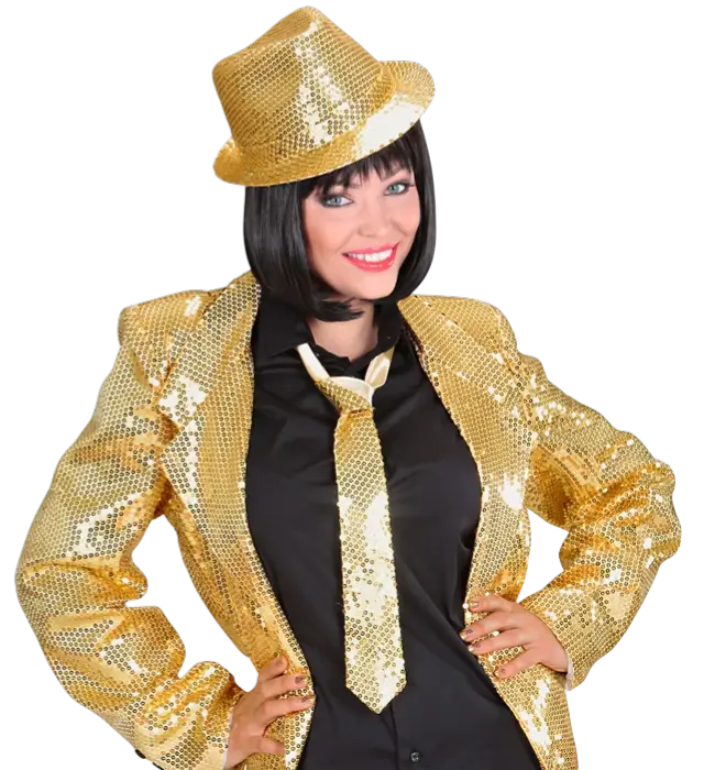 Cravatta Dorata con Paillettes – Accessorio Costume Disco