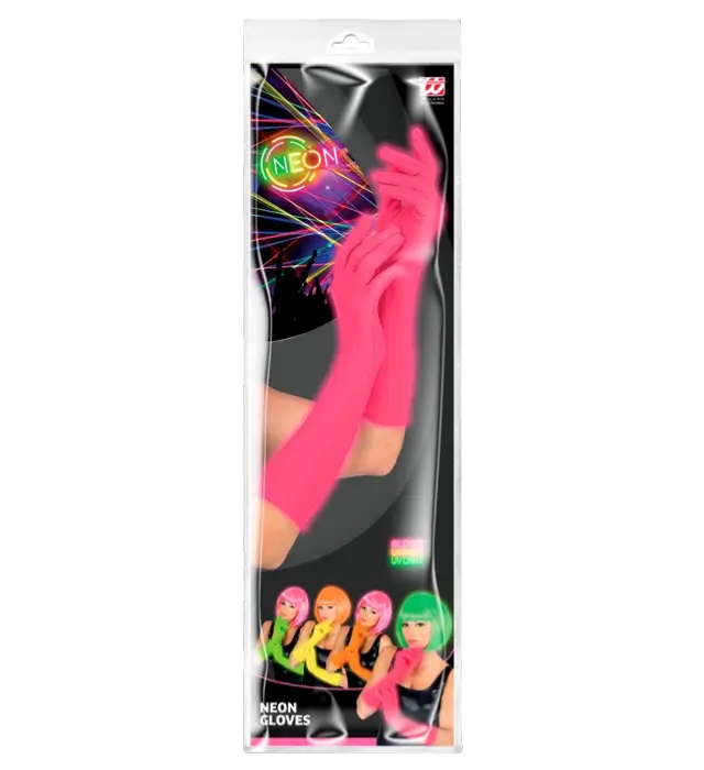 Guanti Lunghi Rosa Neon 40 cm – Accessorio Costume Anni 80