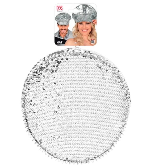 Cappello Festival con Borchie, Gioielli e Paillettes Argento – Accessorio Costume