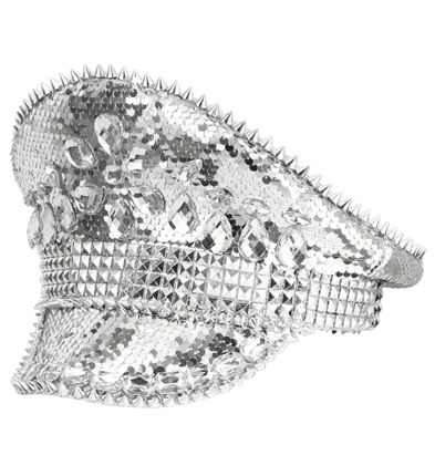 Cappello Festival con Borchie, Gioielli e Paillettes Argento – Accessorio Costume