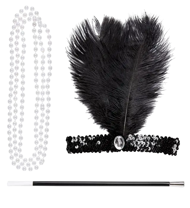 "CHARLESTON (fascia, collana e portasigarette con paillettes)