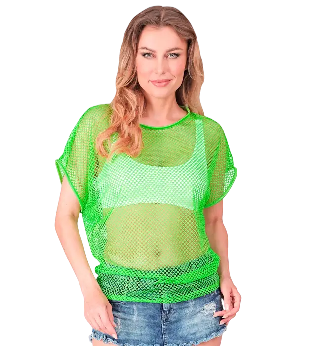 Camicia a Rete Verde Fluo – Camicia Costume Disco Anni 80