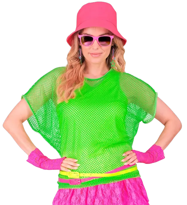 Camicia a Rete Verde Fluo – Camicia Costume Disco Anni 80