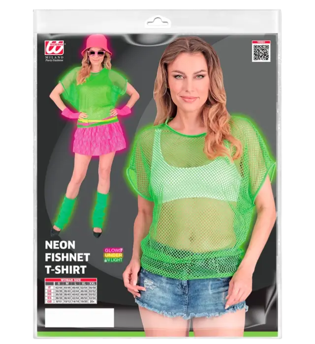 Camicia a Rete Verde Fluo – Camicia Costume Disco Anni 80