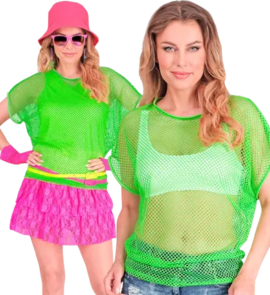 Camicia a Rete Verde Fluo – Camicia Costume Disco Anni 80