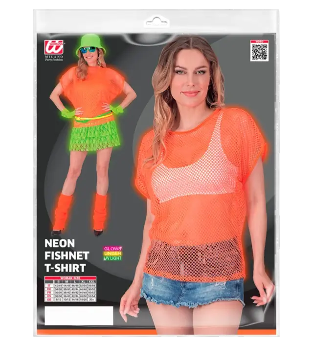 Camicia a Rete Arancione Fluo – Camicia Costume Disco Anni 80