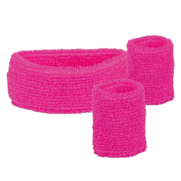 Set di 3 fasce in spugna rosa fluorescente