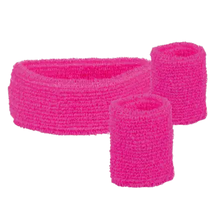 Set di 3 fasce in spugna rosa fluorescente