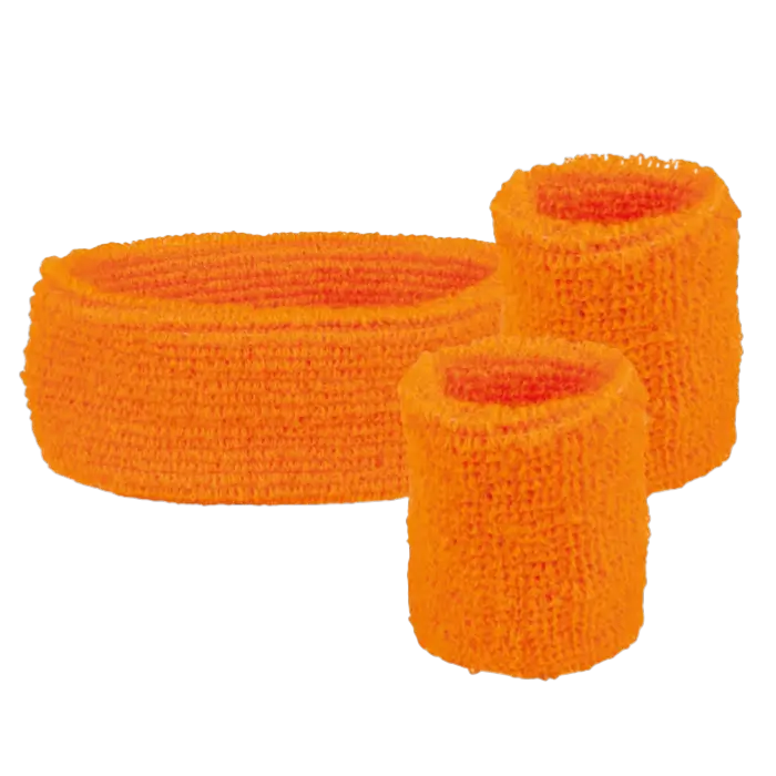 Set di 3 fasce in spugna arancione fluorescente