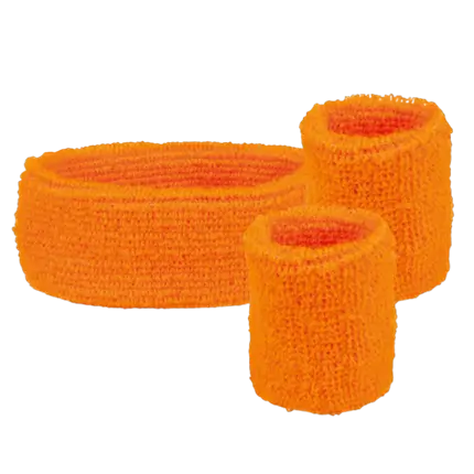 Set di 3 fasce in spugna arancione fluorescente