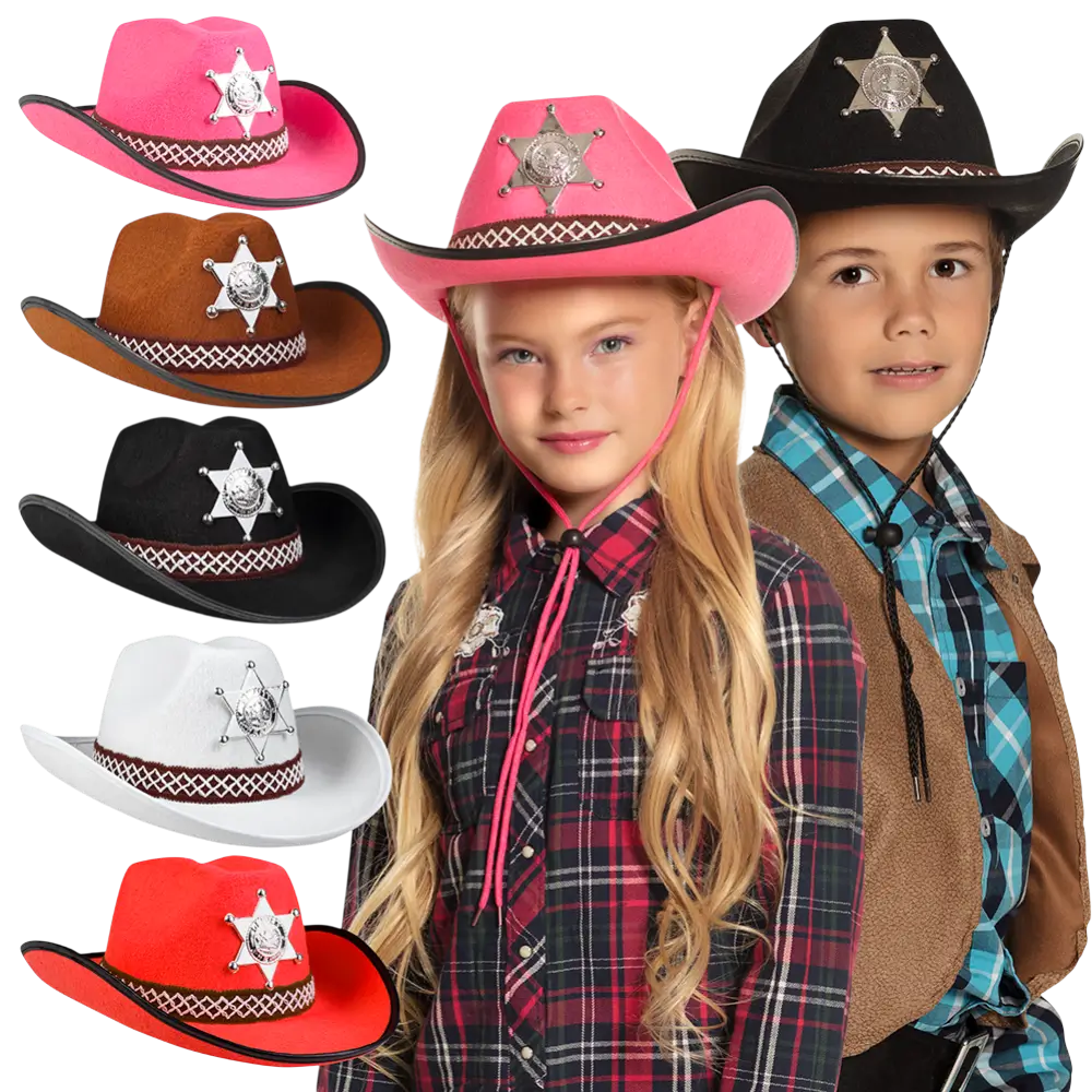 Assortimento di cappelli da cowboy da sceriffo per bambini