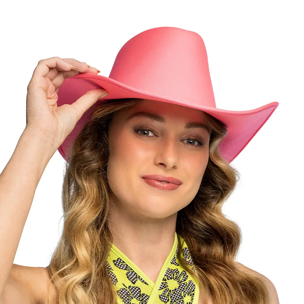 Cappello da cowboy con frange per travestimento “Blaze” – Rosa fluo