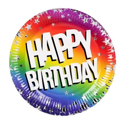 Set di 10 piatti di carta Rainbow 'Happy birthday' (XL)