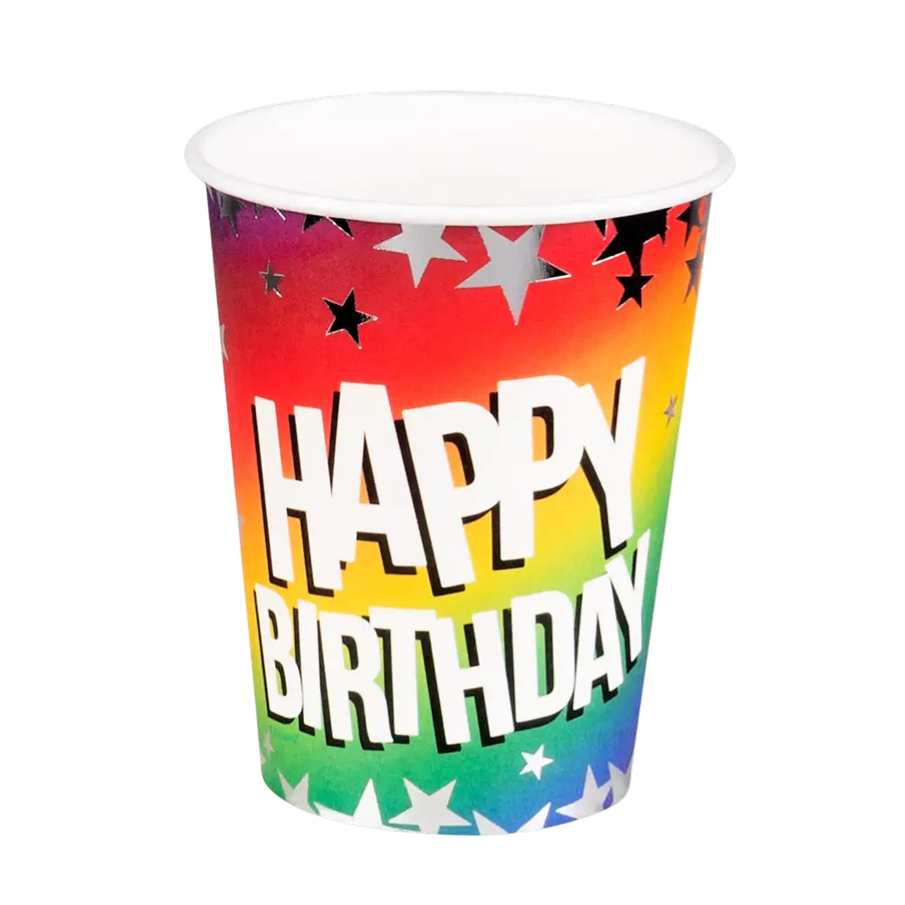 Set di 10 bicchieri di carta Rainbow 'Happy birthday' 25cl