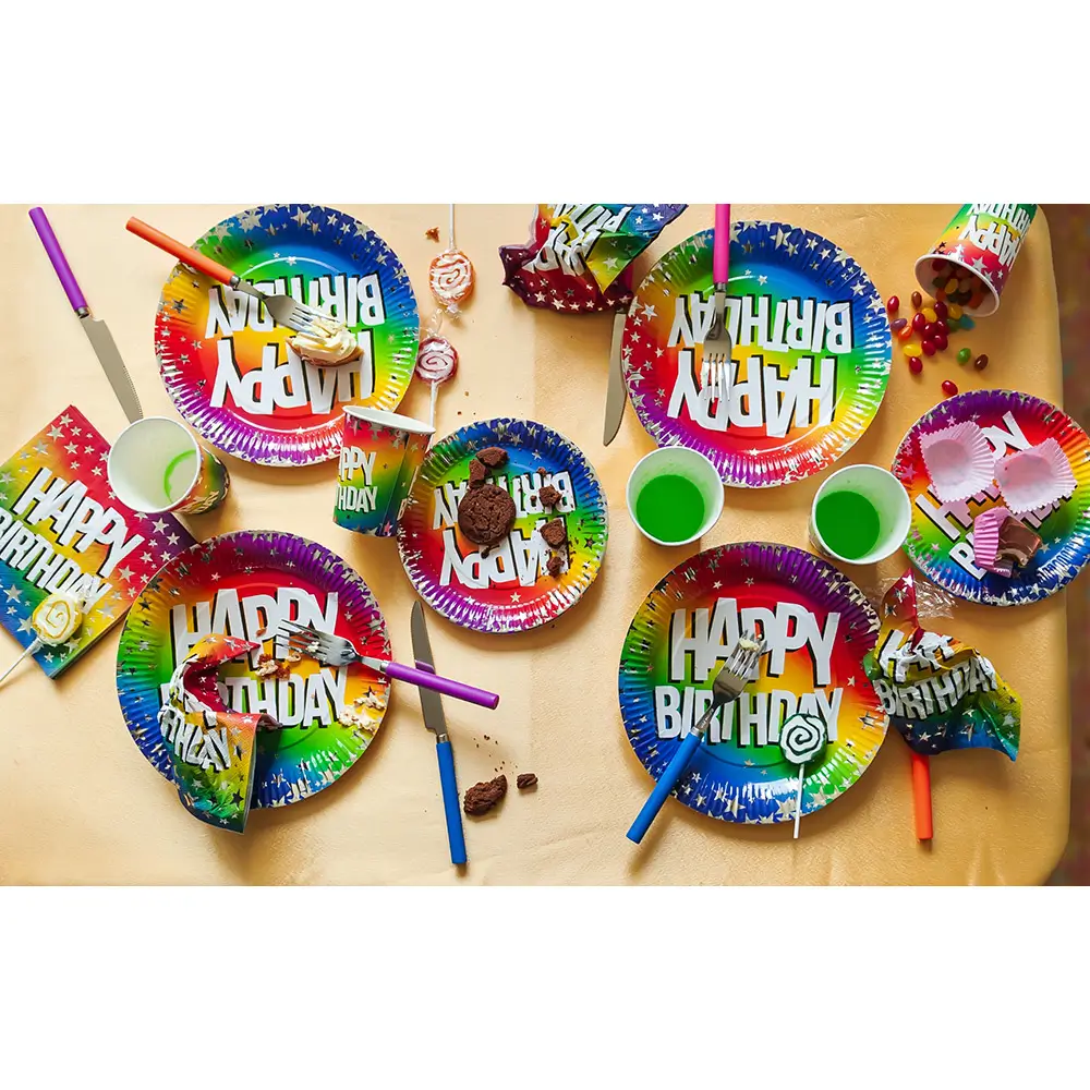 Set di 10 bicchieri di carta Rainbow 'Happy birthday' 25cl