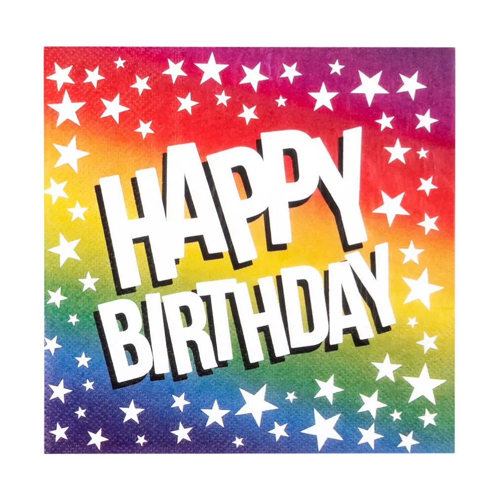 Set di 20 tovaglioli di carta Rainbow 'Happy birthday'33cm