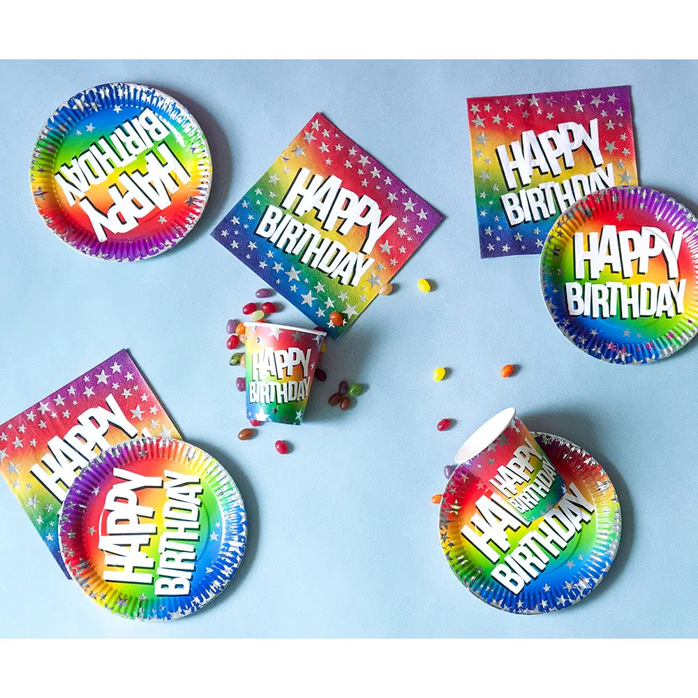 Set di 20 tovaglioli di carta Rainbow 'Happy birthday'33cm