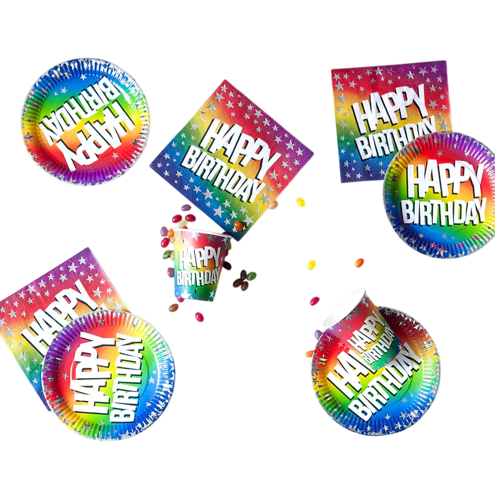 Set di 20 tovaglioli di carta Rainbow 'Happy birthday'33cm