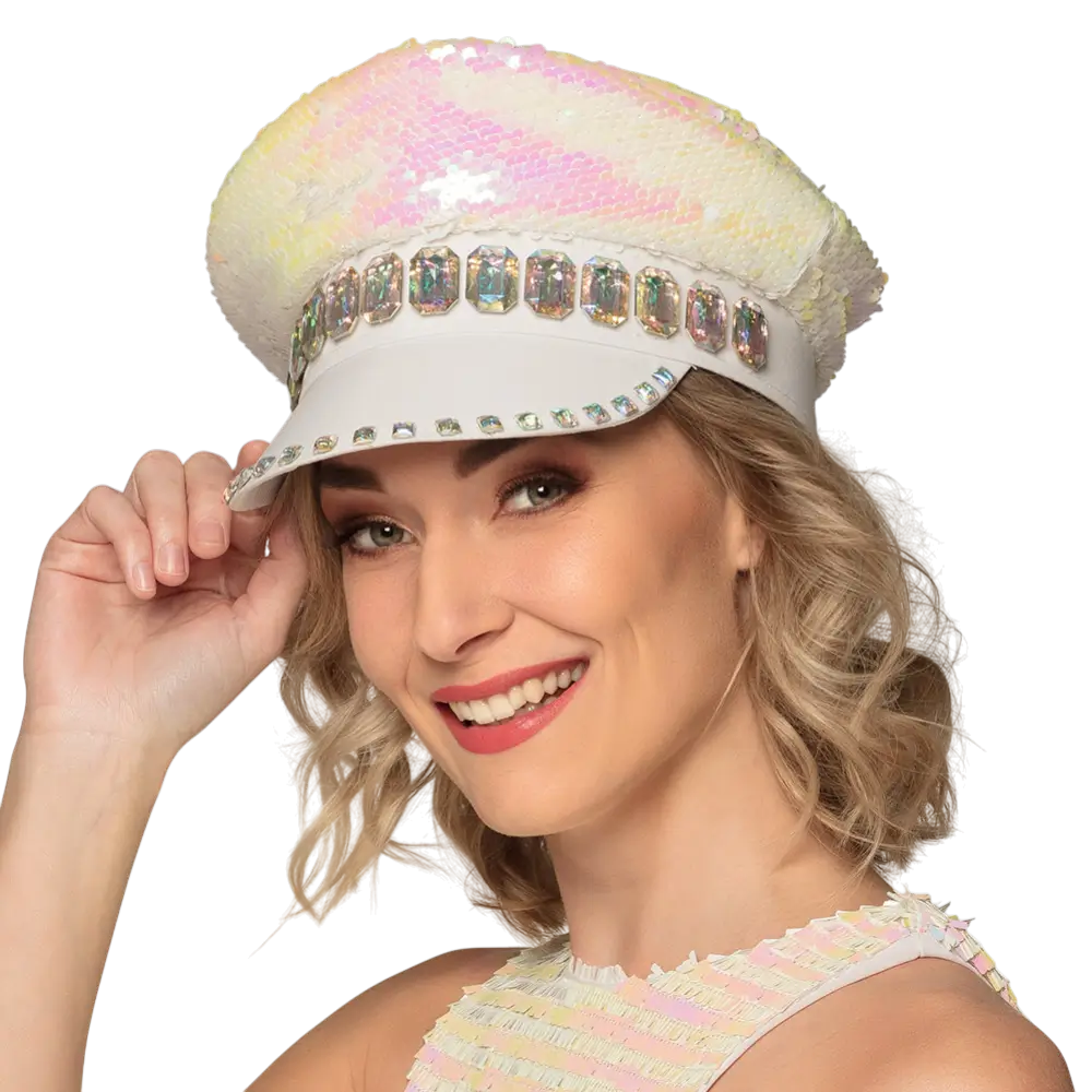 Cappello bianco caramella sabbiosa