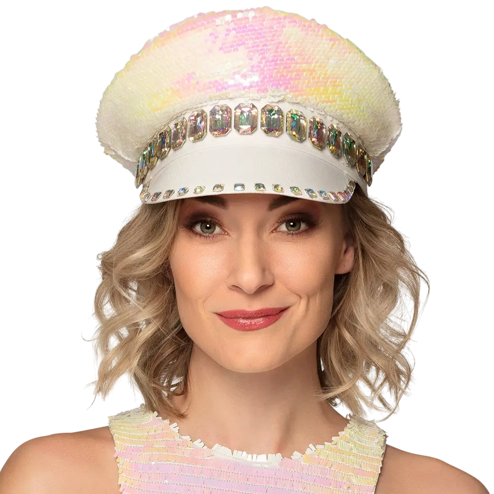 Cappello bianco caramella sabbiosa