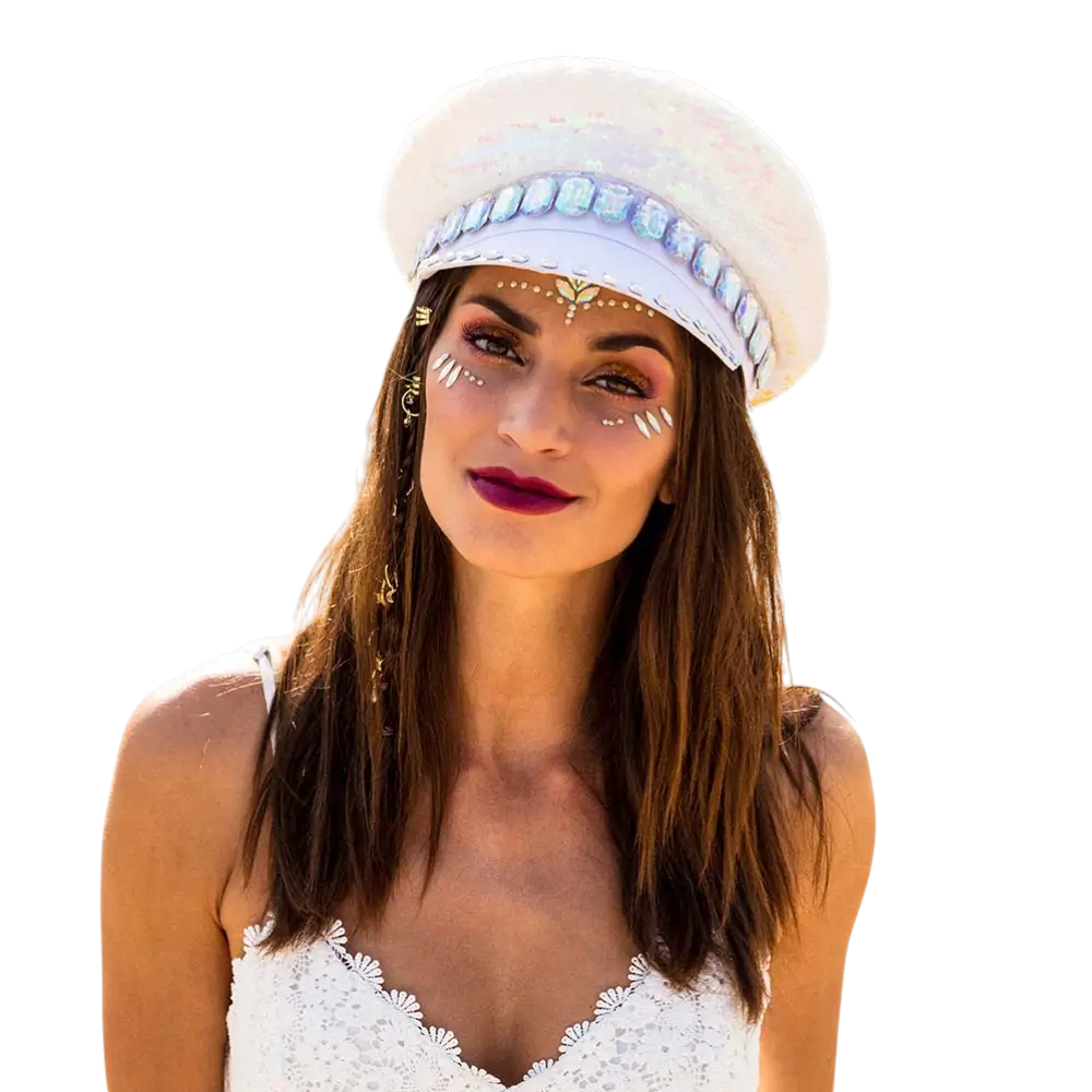Cappello bianco caramella sabbiosa