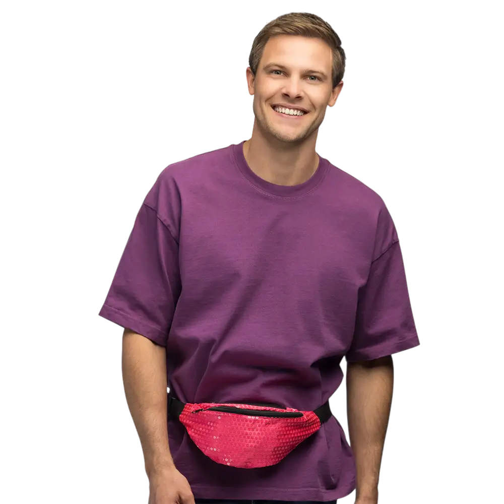 Marsupio con paillettes per festa e travestimento – Rosa fluo