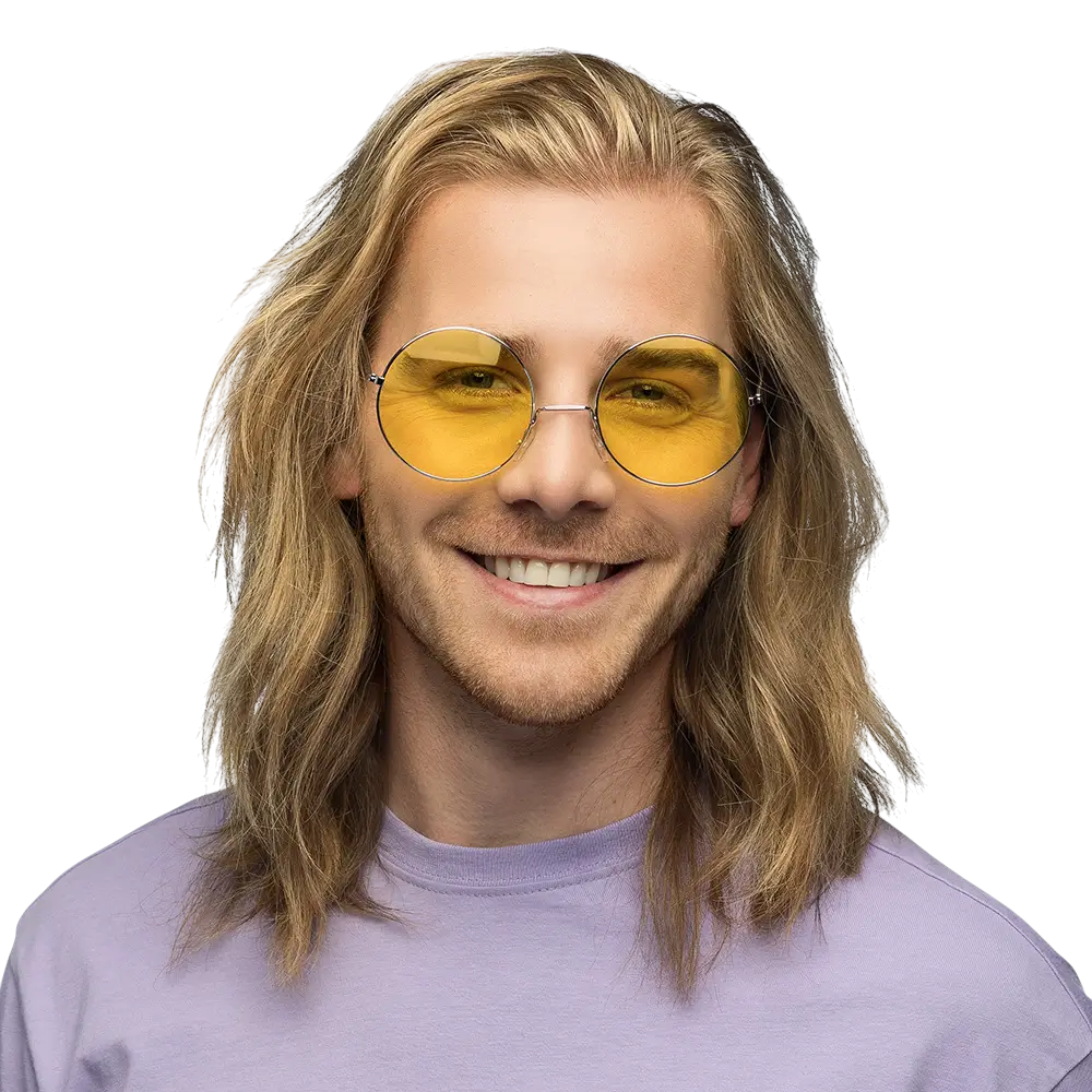 Occhiali da festa Hippie XL giallo