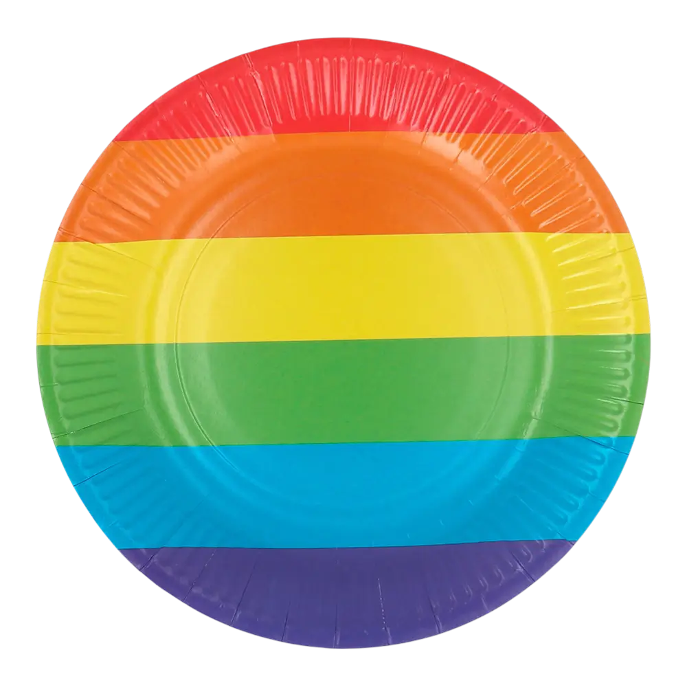 Set di 8 piatti di carta Rainbow da 23 cm
