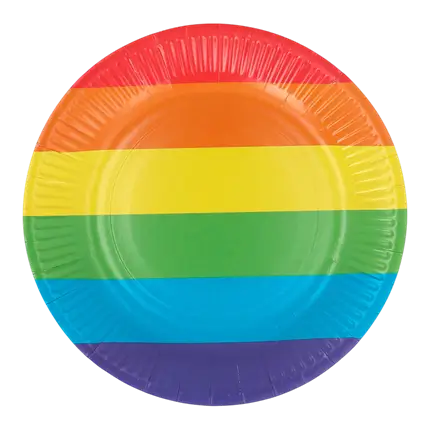Set di 8 piatti di carta Rainbow da 23 cm