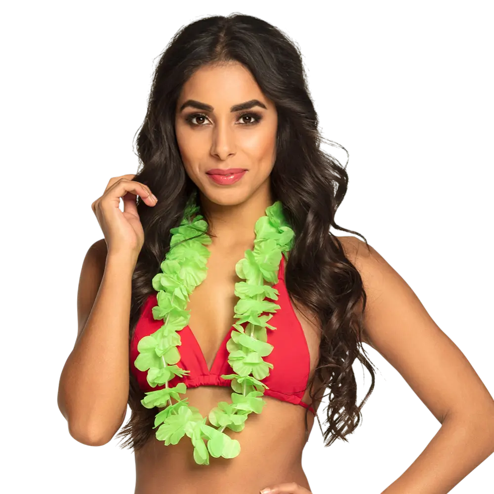 Collana hawaiana Ohana in verde neon