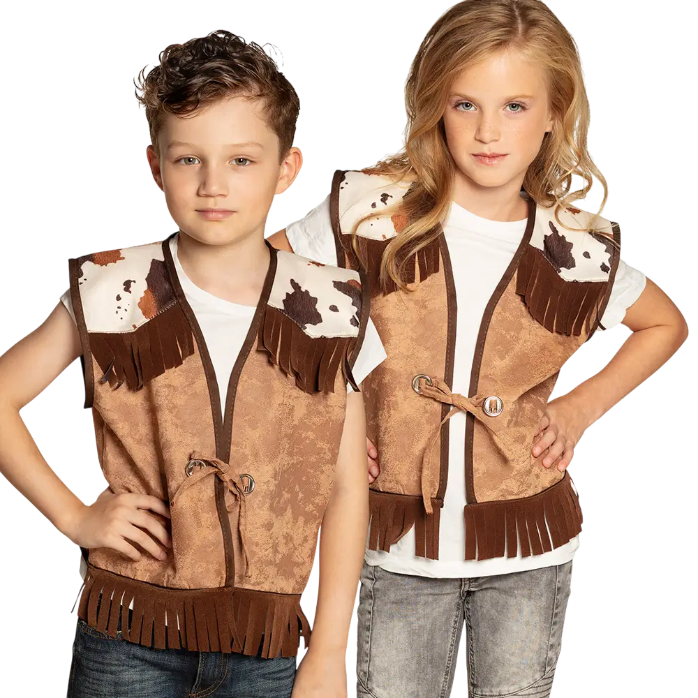 Cardigan western cammello per bambini (7-9 anni)