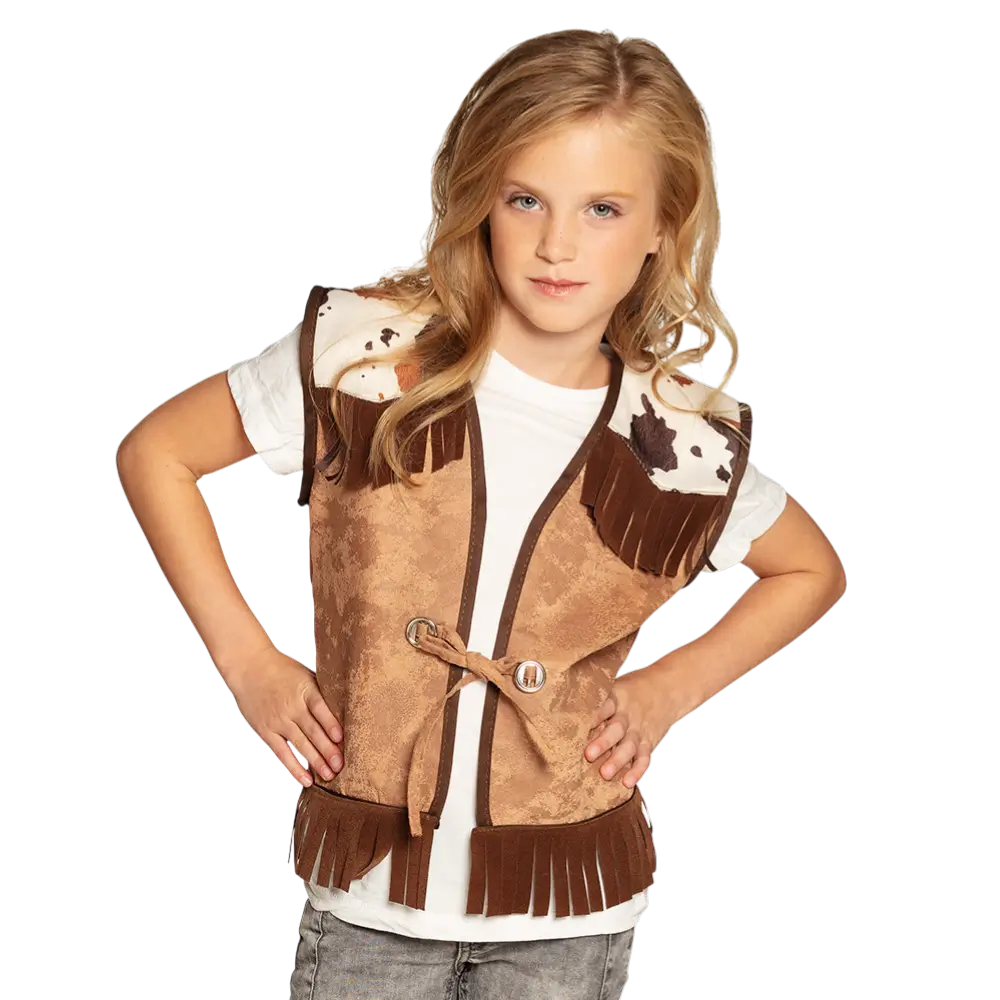 Cardigan western cammello per bambini (7-9 anni)