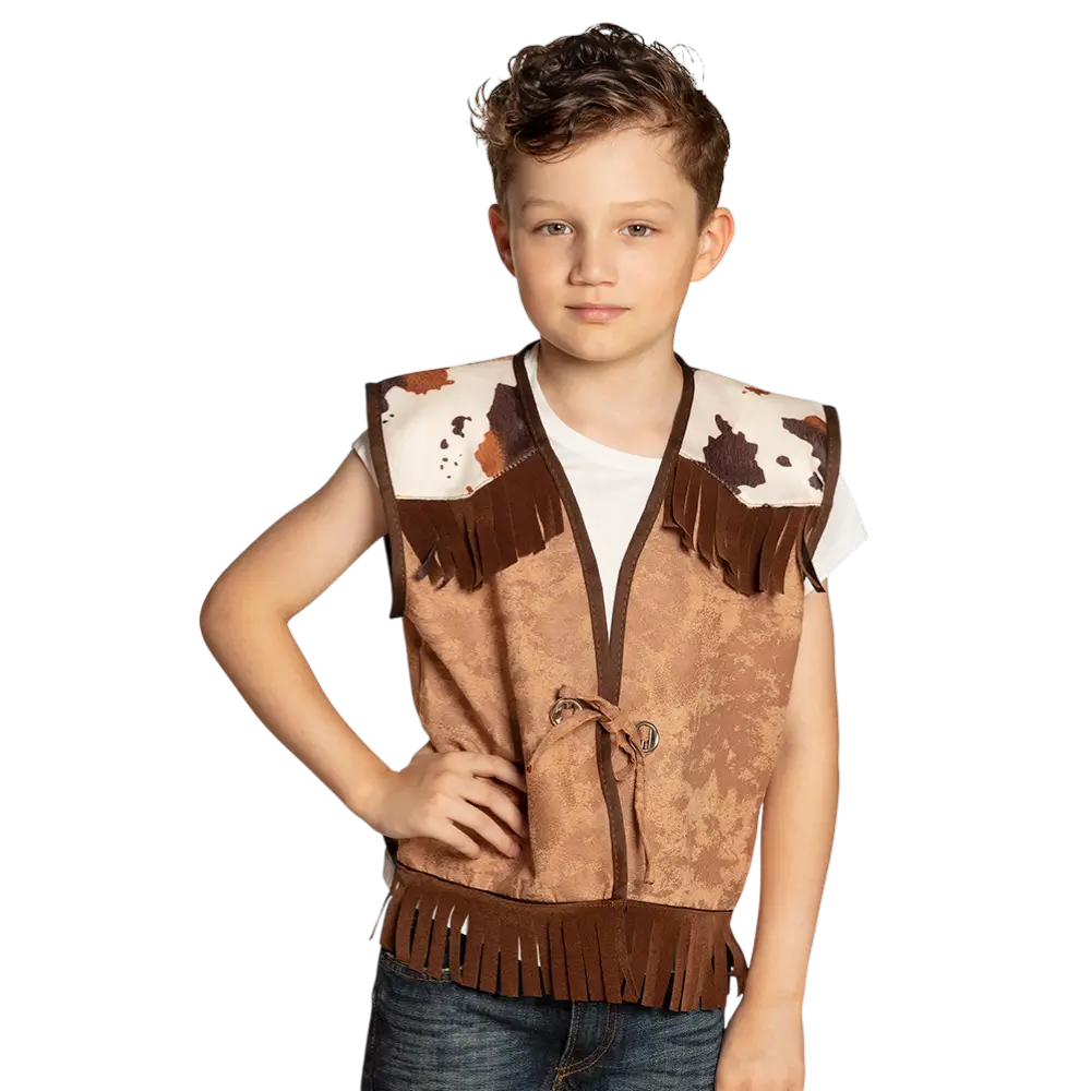 Cardigan western cammello per bambini (7-9 anni)