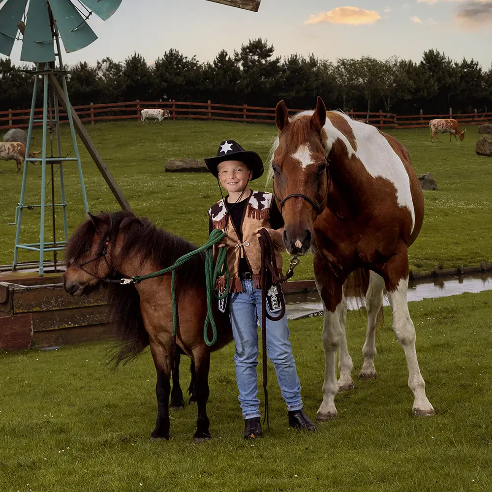 Cardigan western cammello per bambini (7-9 anni)