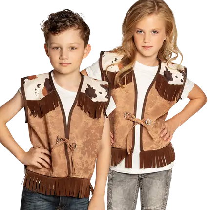 Cardigan western cammello per bambini (7-9 anni)