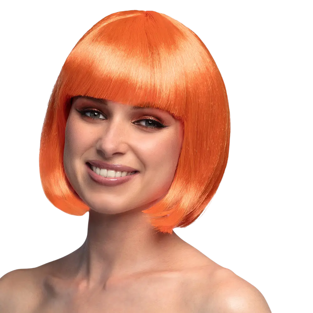 Parrucca da cabaret arancione fluorescente