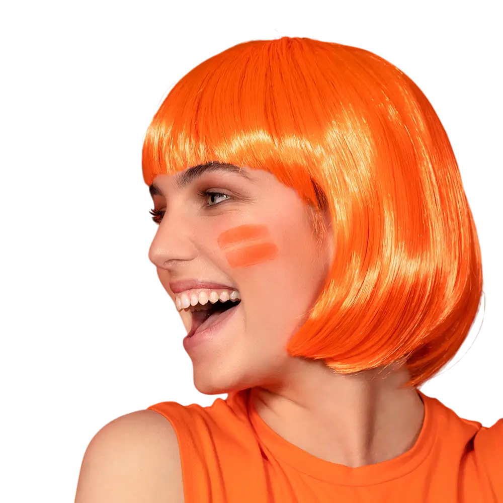 Parrucca da cabaret arancione fluorescente