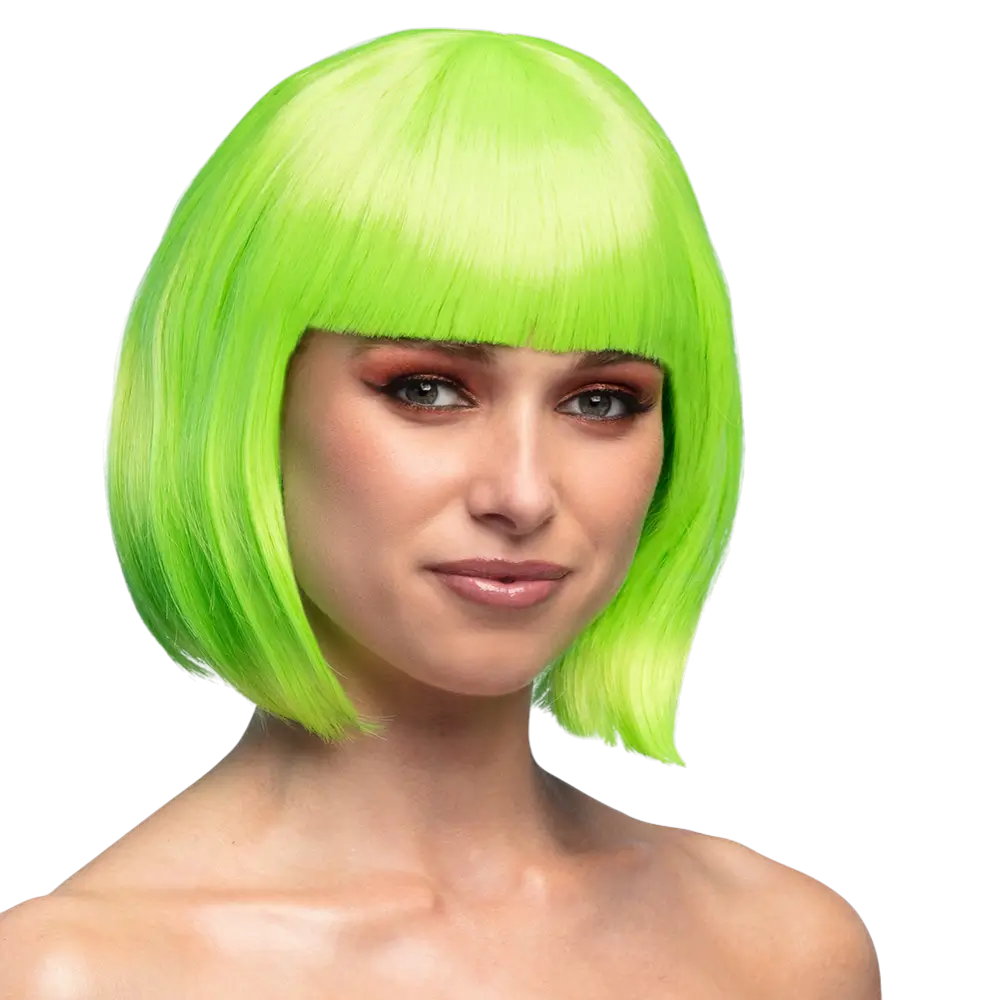 Parrucca da cabaret verde fluorescente