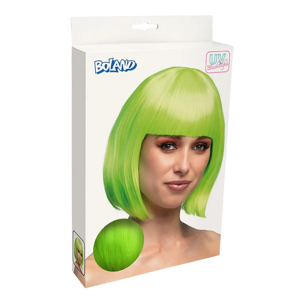 Parrucca da cabaret verde fluorescente
