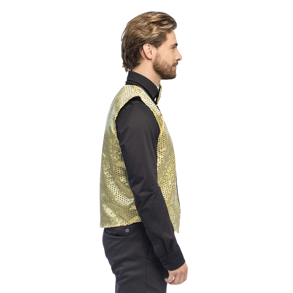 Gilet con paillettes e papillon “Spangles” – Taglia M/L – Oro