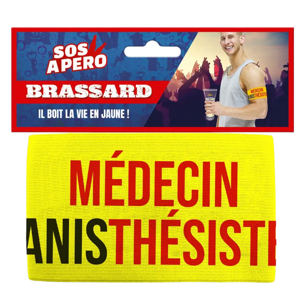 Fascia da braccio gialla per aperitivo "Dottore anestesista" - Intrattenimento serale umoristico